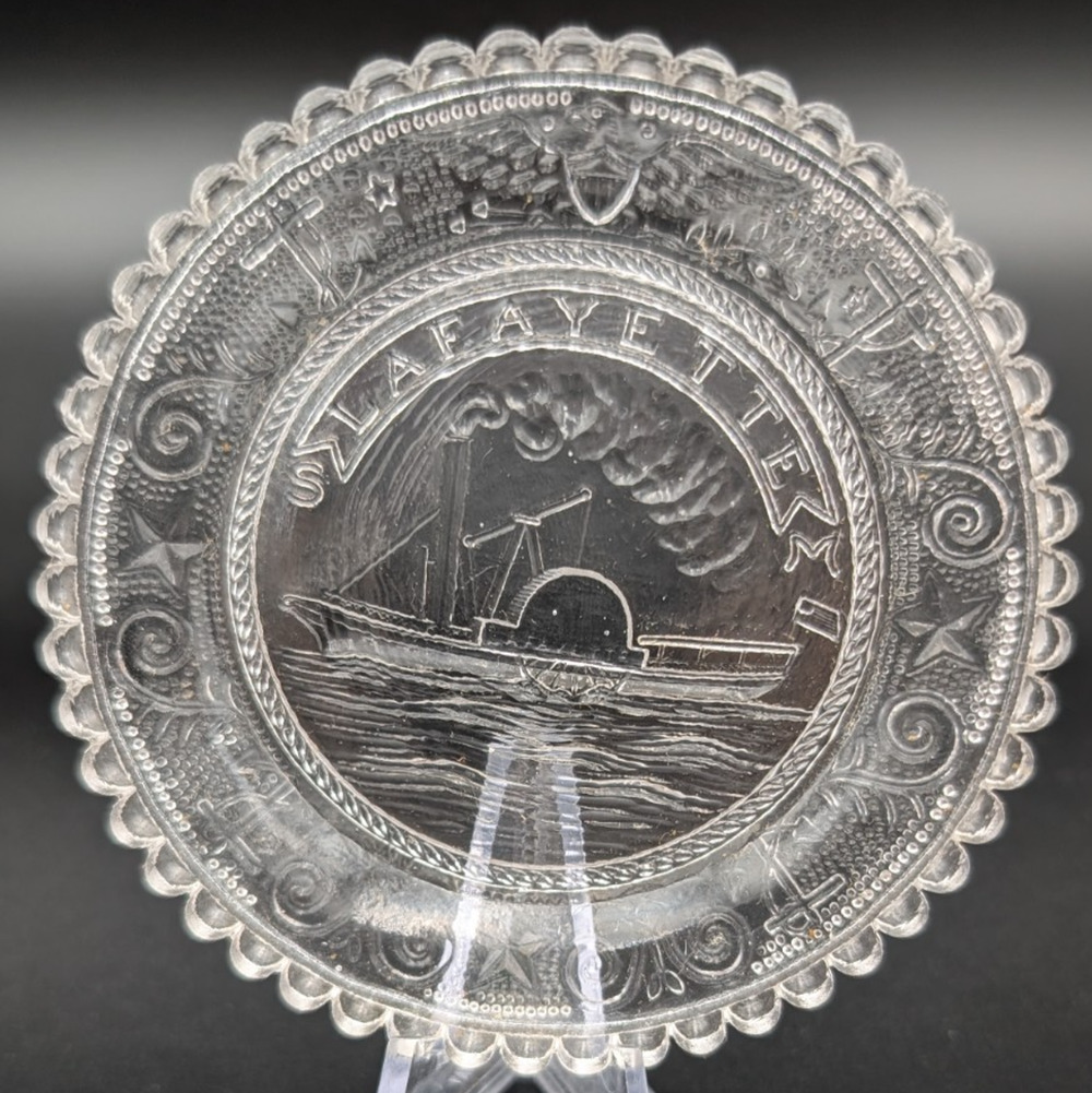 Lafayette Clear Glass Pairpoint Cup Plate Suncatcher Window Decor VTG